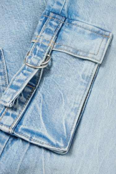 Copii - Fete - Cargo jeans - denim-albastru deschis