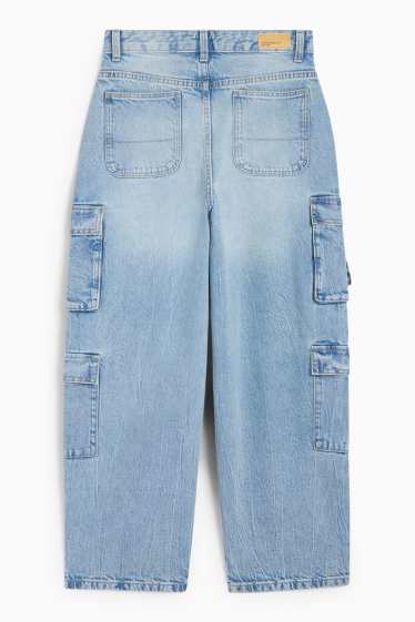 Copii - Fete - Cargo jeans - denim-albastru deschis
