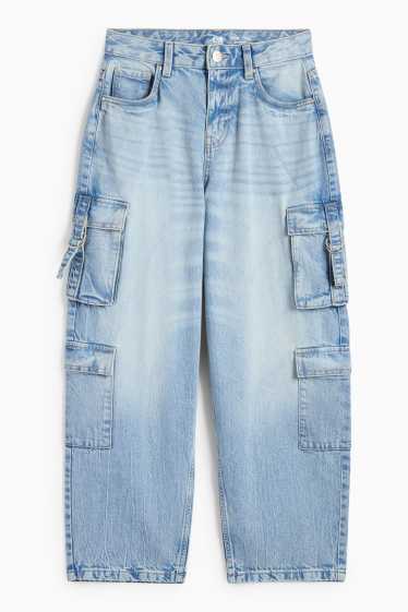 Copii - Fete - Cargo jeans - denim-albastru deschis