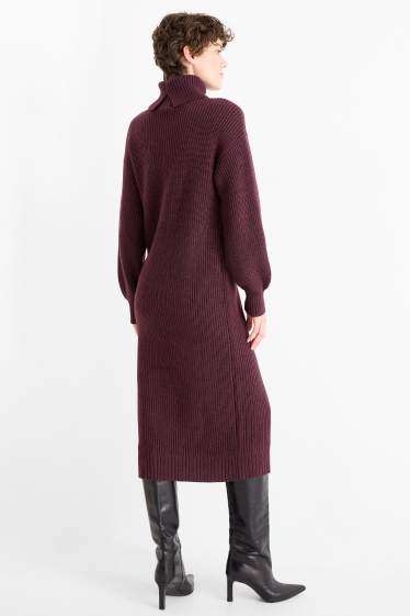 Damen - Strickkleid - Straight Fit - gerippt - lila