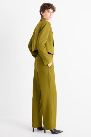 Femei - Pantaloni office - talie medie - wide leg - verde deschis