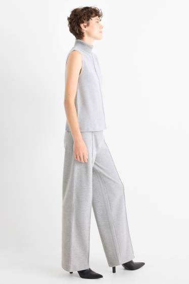 Damen - Strick-Jogginghose - hellgrau-melange