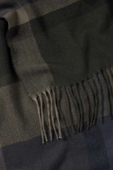 Hommes - Foulard - à carreaux - bleu foncé