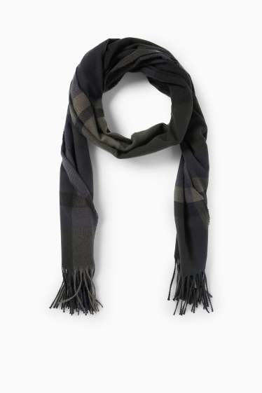 Hommes - Foulard - à carreaux - bleu foncé