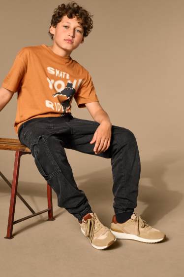 Kinderen: jongens - Skater - T-shirt - donker oranje