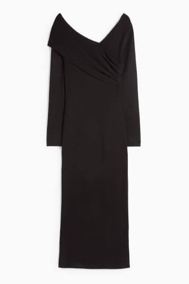 Femei - Rochie din tricot - straight fit - negru