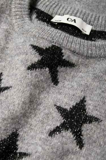 Kinder Mädchen - Stern - Pullover - grau
