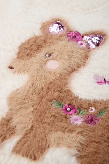 Children Girls - Deer - jumper - cremewhite