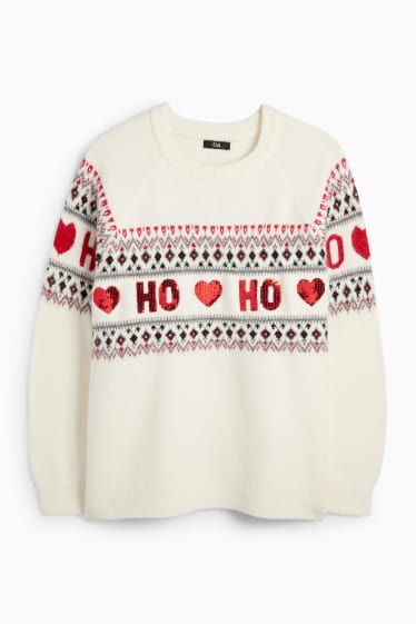 Damen - Weihnachtspullover - weiss