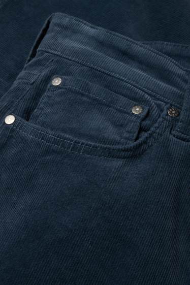 Hommes - Pantalon en velours côtelé - regular fit - bleu foncé