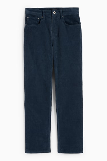 Hommes - Pantalon en velours côtelé - regular fit - bleu foncé