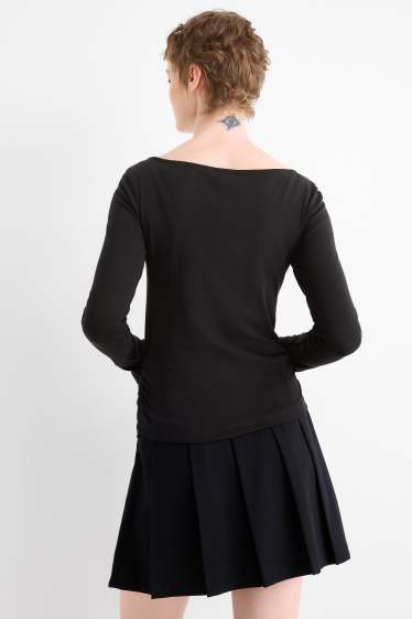 Dámské - Tričko s dlouhým rukávem - slim fit - černá