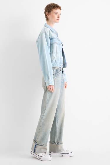 Women - Baggy jeans - mid-rise waist - denim-light blue