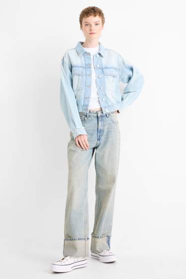 Women - Baggy jeans - mid-rise waist - denim-light blue