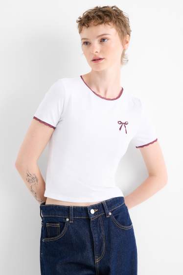 Dámské - Tričko - slim fit - bílá