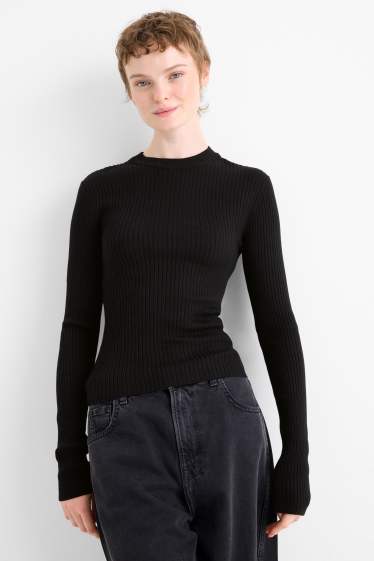 Femmes - Pull - côtelé - noir