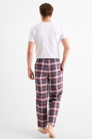 Herren - Multipack 2er - Flanell-Pyjamahose - rot / blau