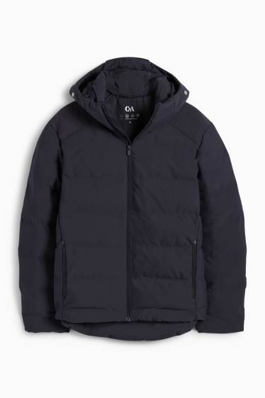 Uomo - Giacca trapuntata con cappuccio - idrorepellente - blu scuro