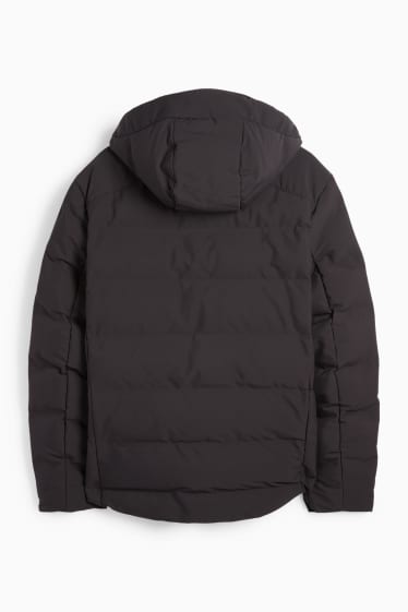 Herren - Steppjacke mit Kapuze - wasserabweisend - schwarz