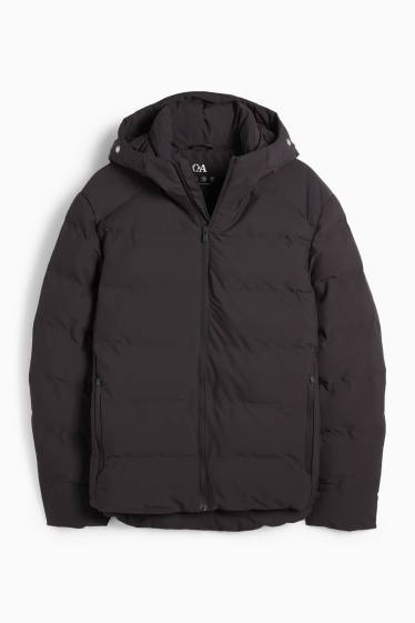 Herren - Steppjacke mit Kapuze - wasserabweisend - schwarz
