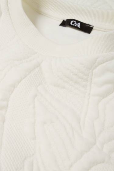 Damen - Sweatshirt - strukturiert - weiß