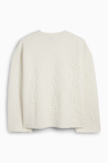 Damen - Sweatshirt - strukturiert - weiß
