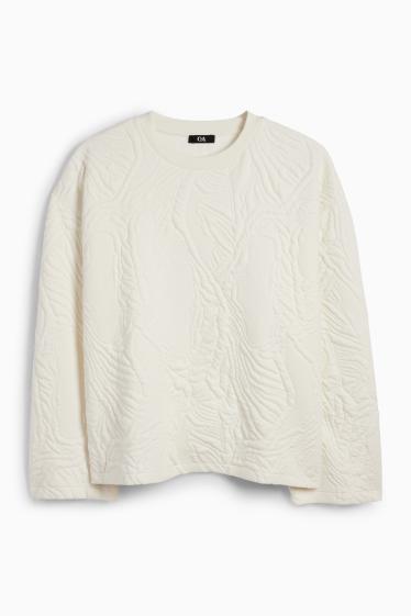 Damen - Sweatshirt - strukturiert - weiß