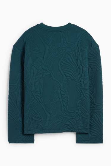 Damen - Sweatshirt - strukturiert - dunkelgrün