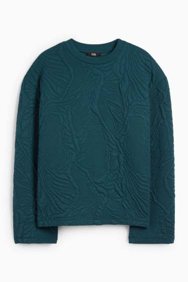 Damen - Sweatshirt - strukturiert - dunkelgrün
