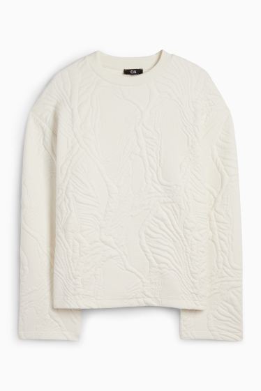 Damen - Sweatshirt - strukturiert - weiss