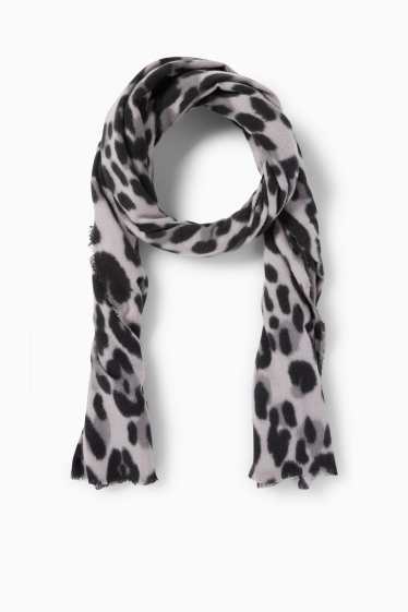 Women - Scarf - leopard print - black / gray
