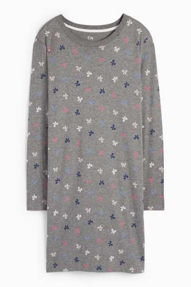 Women - Nightdress - patterned - gray