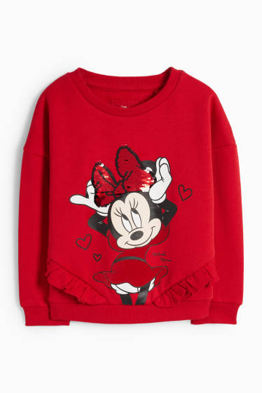 Niñas - Minnie Mouse - sudadera - brillos - rojo