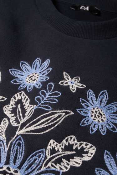 Femmes - Sweat - à fleurs - bleu foncé