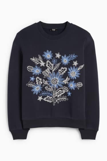 Femmes - Sweat - à fleurs - bleu foncé