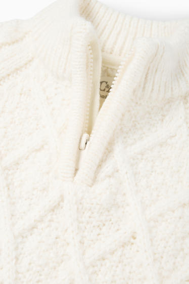 Baby Jungen - Baby-Pullover - Zopfmuster - cremeweiss
