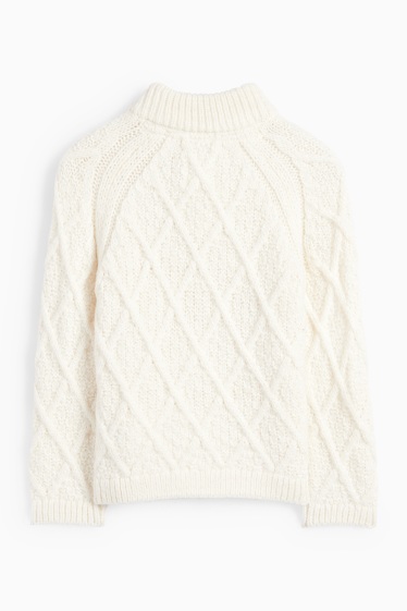 Baby Jungen - Baby-Pullover - Zopfmuster - cremeweiss
