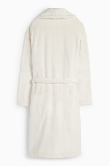 Femmes - Peignoir de bain à capuche - blanc crème