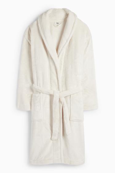Femmes - Peignoir de bain à capuche - blanc crème