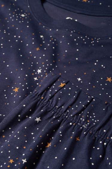 Damen - Pyjama - gemustert - dunkelblau