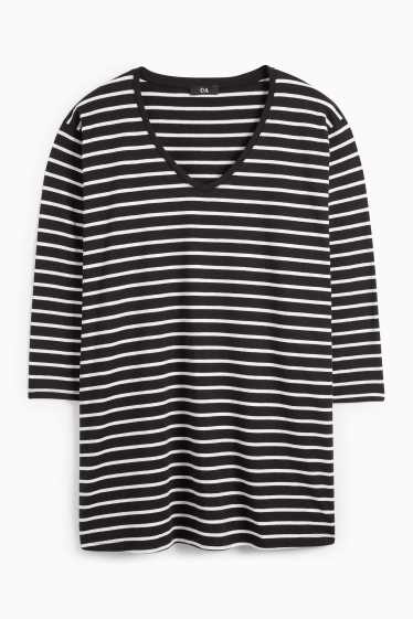 Damen - Langarmshirt - LYCRA® - gestreift - schwarz / weiß