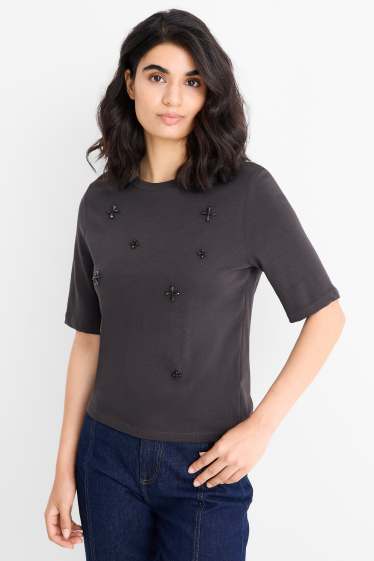 Dames - T-shirt - regular fit - donkergrijs