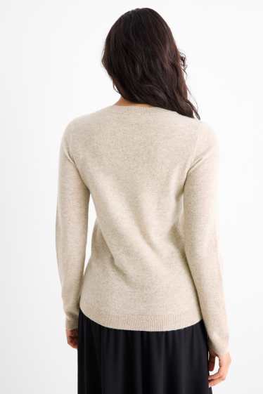 Damen - Kaschmir-Pullover - hellbeige