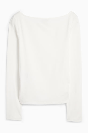 Dámské - Tričko s dlouhým rukávem - slim fit - bílá