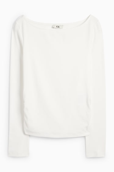 Dámské - Tričko s dlouhým rukávem - slim fit - bílá