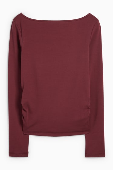 Dámské - Tričko s dlouhým rukávem - slim fit - bordeaux