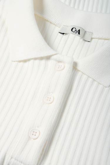 Dámské - Polokošile - slim fit - žebrovaná - bílá