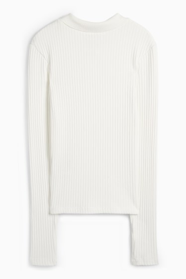 Dámské - Polokošile - slim fit - žebrovaná - bílá