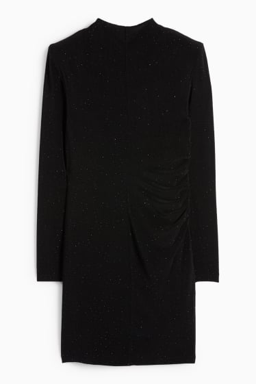 Women - Bodycon dress with rhinestones - black