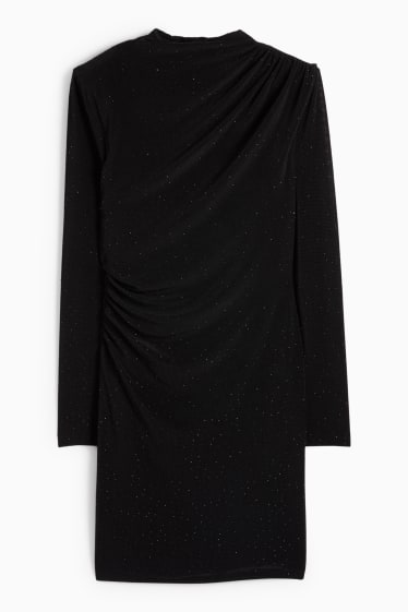 Women - Bodycon dress with rhinestones - black